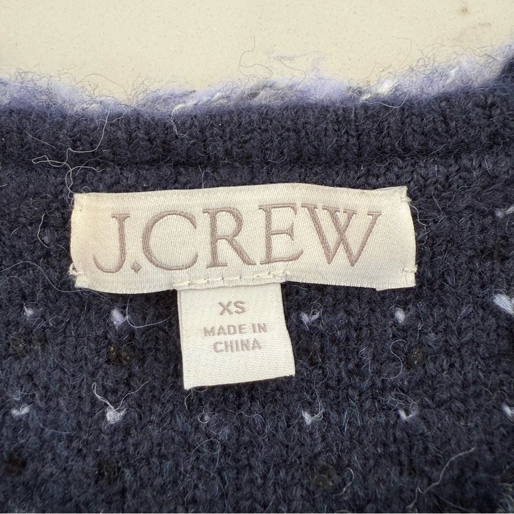 J. Crew Cropped Lady Jacket Marled Yarn Women’s XS Blue Hook & Eye Closure Knit - Picture 4 of 7